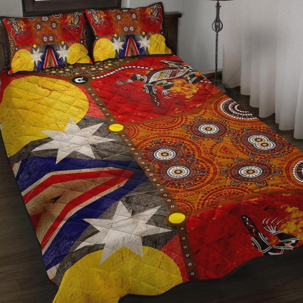 quilt-bed-set-aboriginal-dot-painting-flags-crocodile