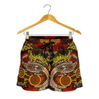 Aboriginal Women's Shorts , Kangaroo and Lizard Dot Painting Art - Vibe Hoodie