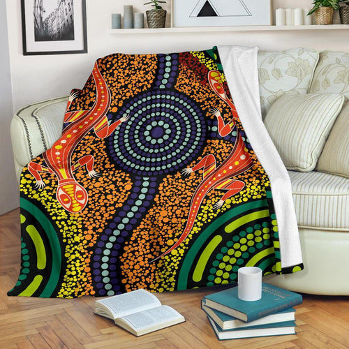1st-australia-premium-blanket-aboriginal-two-lizards-dot-painting-circle