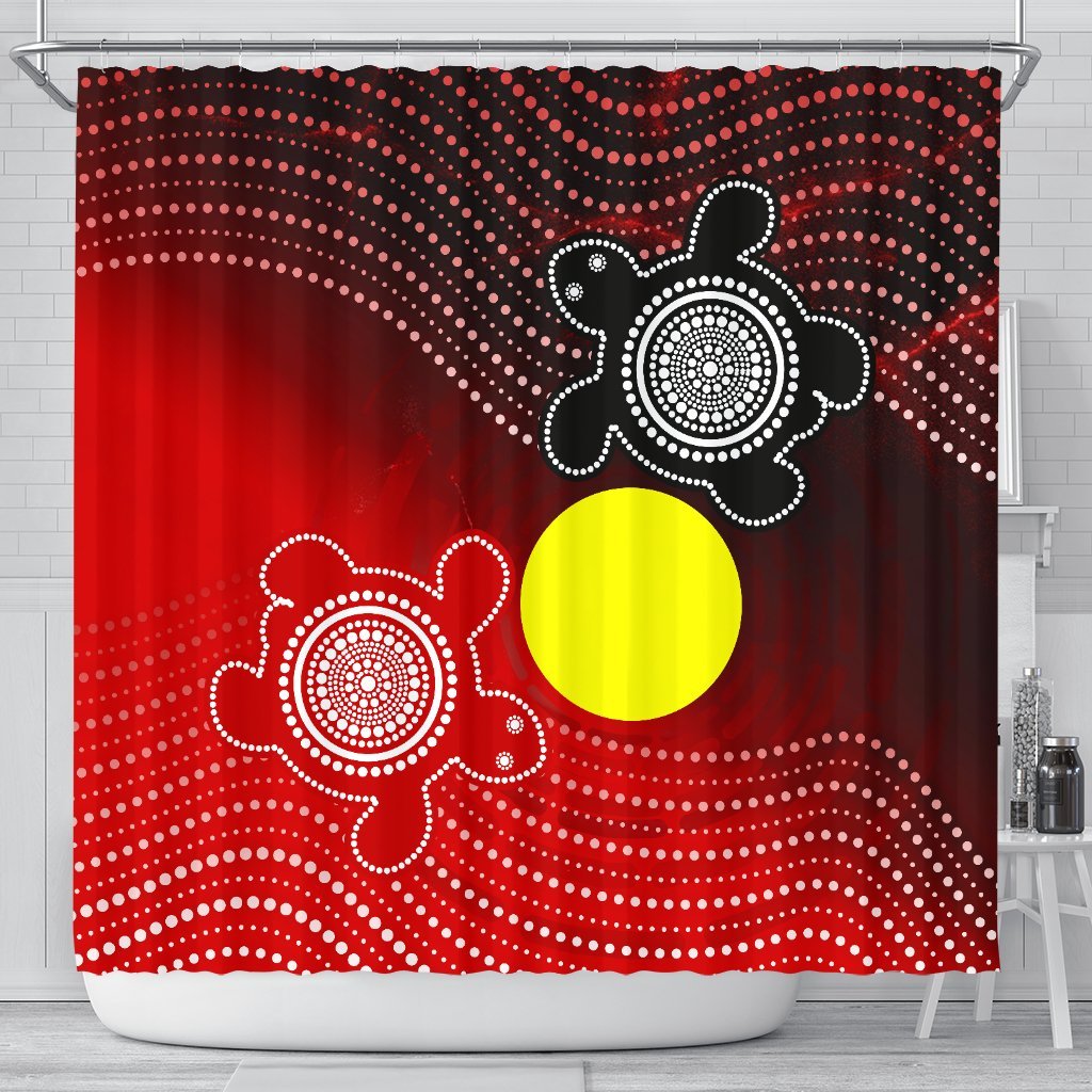 aboriginal-shower-curtain-indigenous-circle-dot-painting-style
