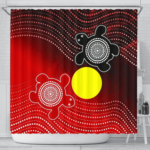 aboriginal-shower-curtain-indigenous-circle-dot-painting-style