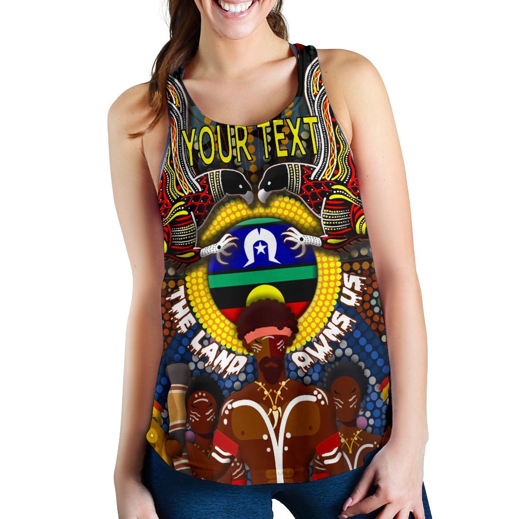(Custom Text) The Land Owns Us Women's Racerback Tank - Vibe Hoodie