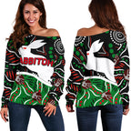 Rabbitohs Women Off Shoulder Sweater Aboriginal - Vibe Hoodie