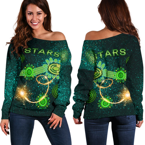 Melbourne Galaxy Women Off Shoulder Sweater Stars Indigenous - Vibe Hoodie