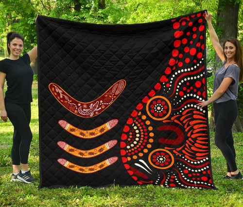 aboriginal-premium-quilt-aboriginal-boomerangs-with-dot-painting-pattern