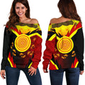 Aboriginal Shoulder Sweater -  Indigenous Flag With Footprint Hand Art - Vibe Hoodie