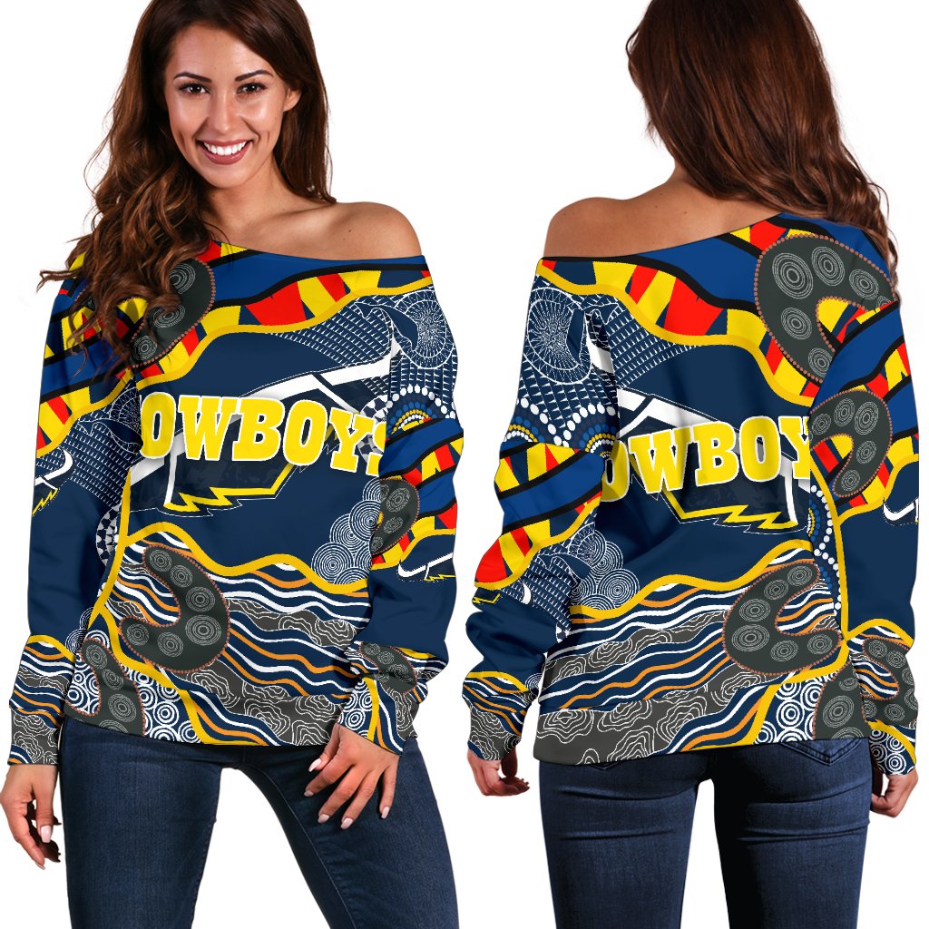 Cowboys Women Off Shoulder Sweater Unique Indigenous - Vibe Hoodie