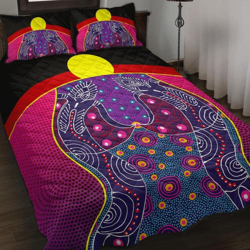 quilt-bed-set-aboriginal-sublimation-dot-pattern-style-violet