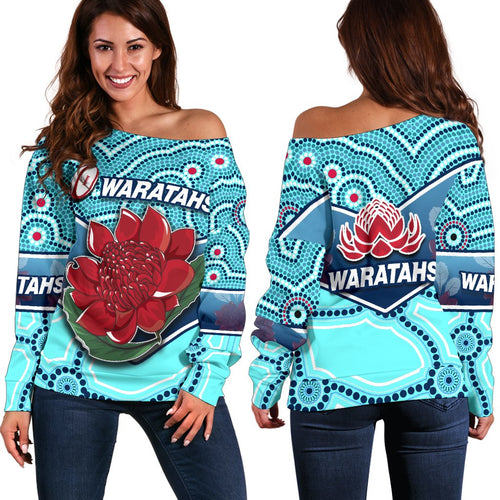 New South Wales Rugby Off Shoulder Sweater Indigenous NSW - Waratahs - Vibe Hoodie