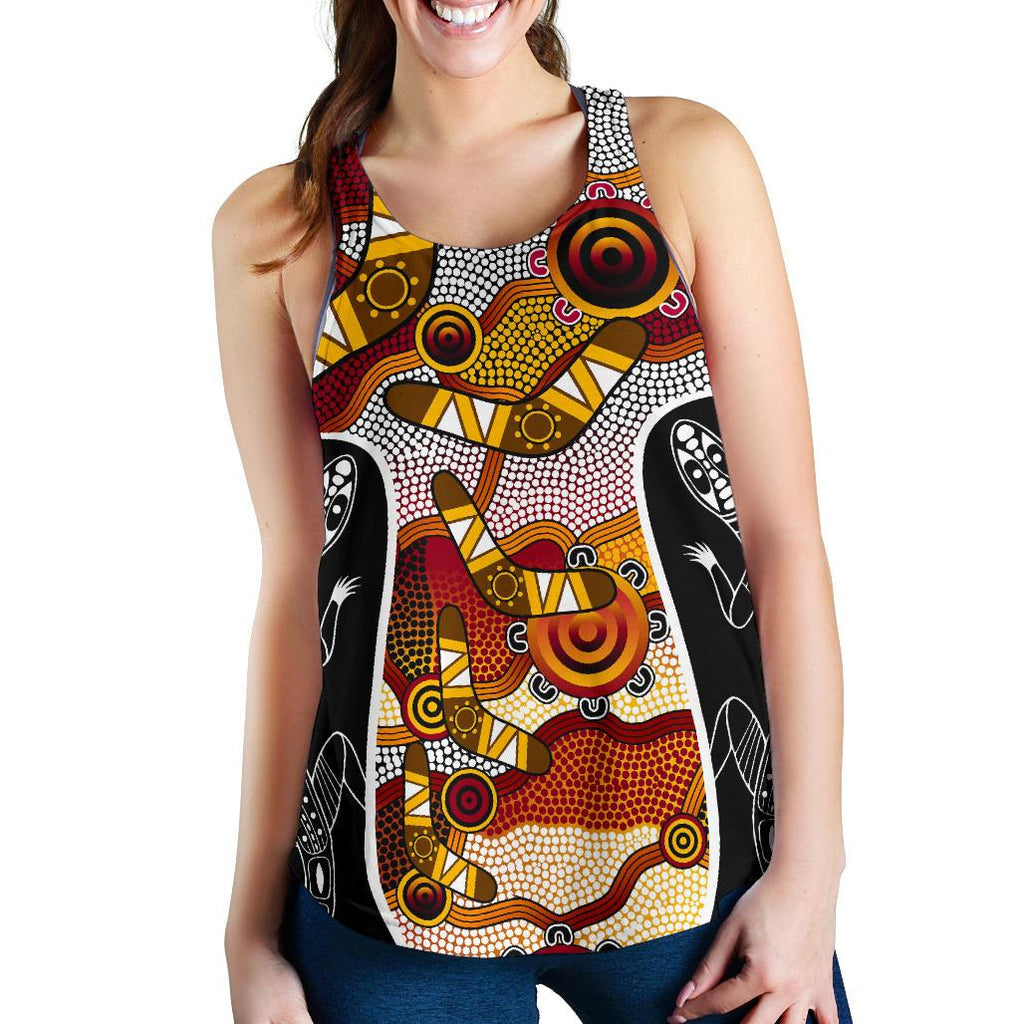 Racerback Tank - Aboriginal Dot Painting Lizard Tank - Women - Vibe Hoodie