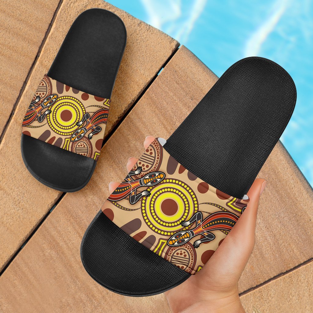aboriginal-slide-sandals-indigenous-lizard-dot-painting-art