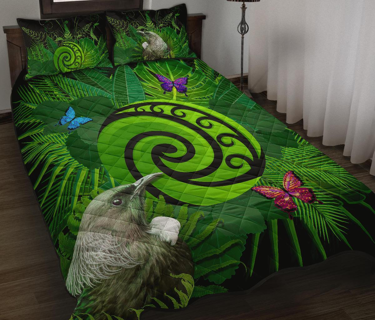 new-zealand-quilt-bed-set-koru-fern-mix-tui-bird-tropical-floral