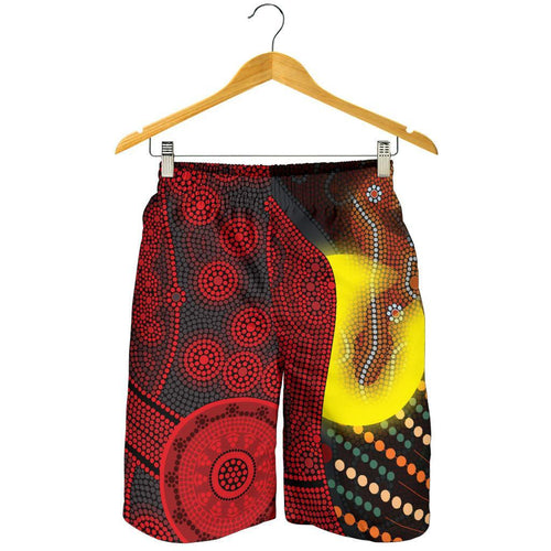 aboriginal-mens-shorts-indigenous-snake-sun-dot-painting