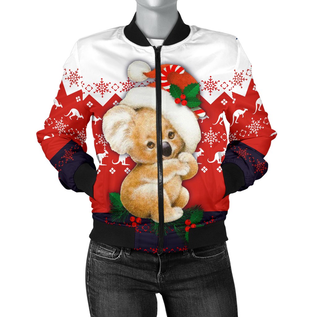 christmas-bomber-jacket-koala-jacket-kangaroo-symbol-snowflakes-women