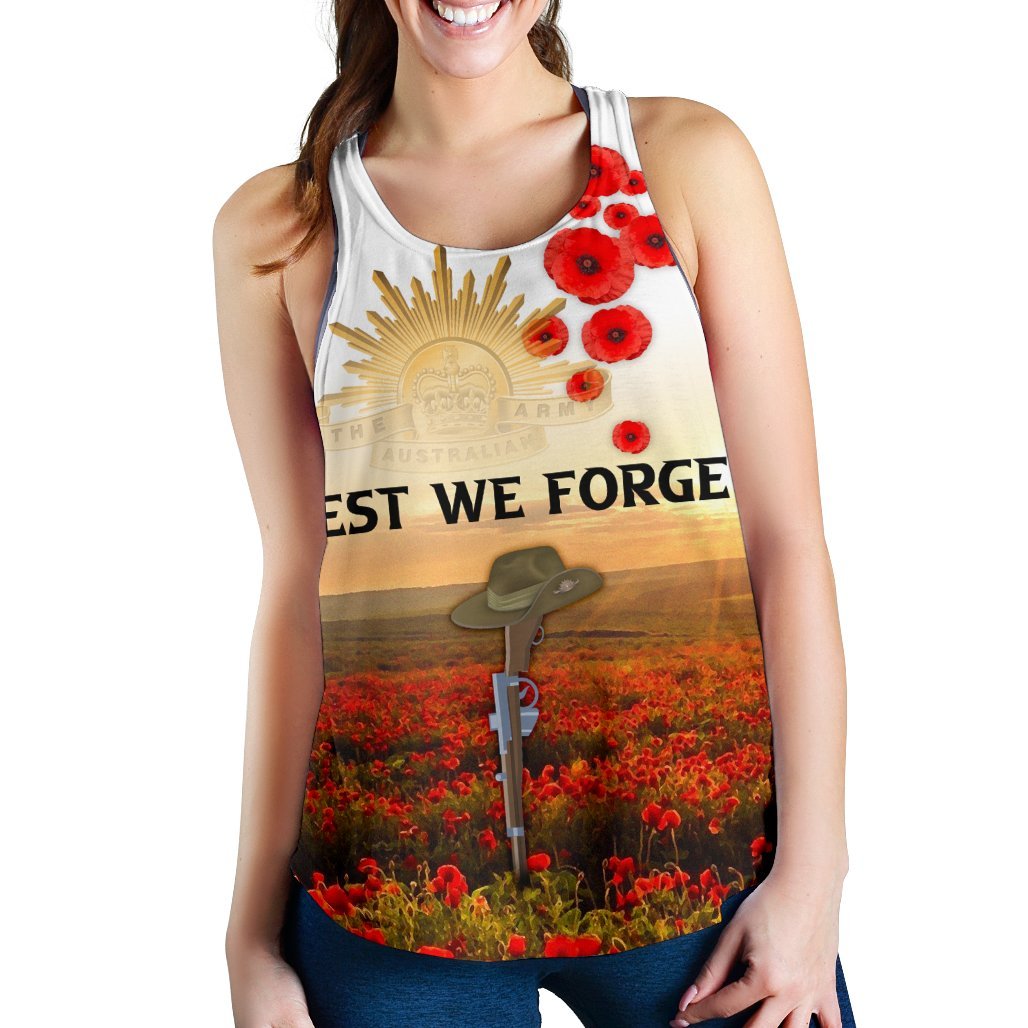 Anzac Day 2021 Women's Racerback Tank - We Will Remember Them - Vibe Hoodie