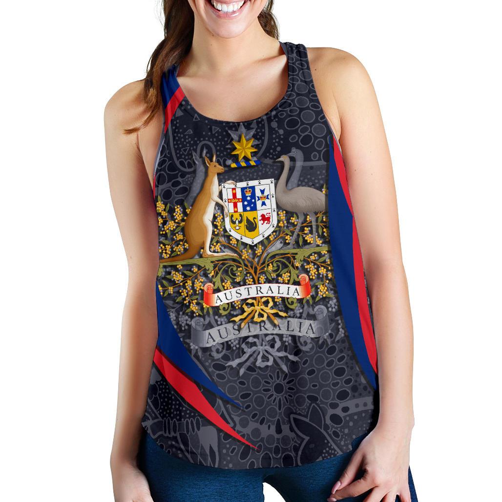 (Custom Text) Racerback Tank - Australia Coat of Arms Aussie Spirit - Women - Vibe Hoodie