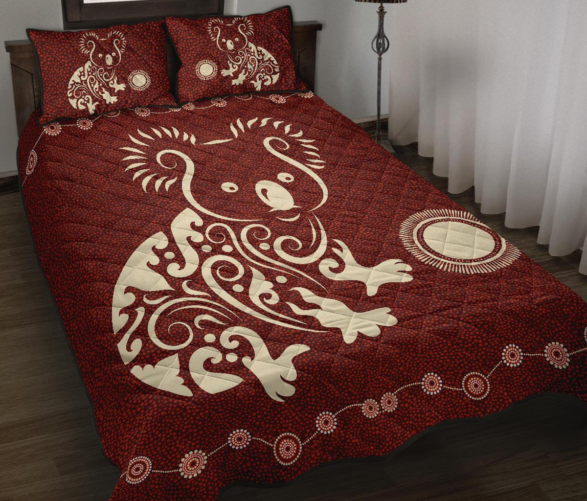 aboriginal-quilt-cover-set-koala-patterns-treasure-circle-dot-painting