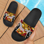 slide-sandals-dot-painting-lizard-boomerang-patterns-black