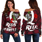 Australia Women's Off Shoulder Sweater Queensland Reds Lest We Forget - Koala - Vibe Hoodie