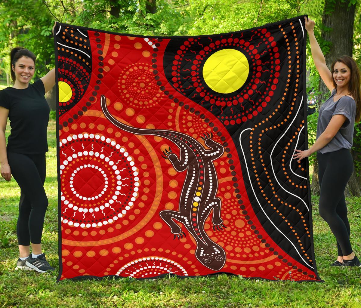 aboriginal-premium-quilt-australia-lizard-dot-painting-art