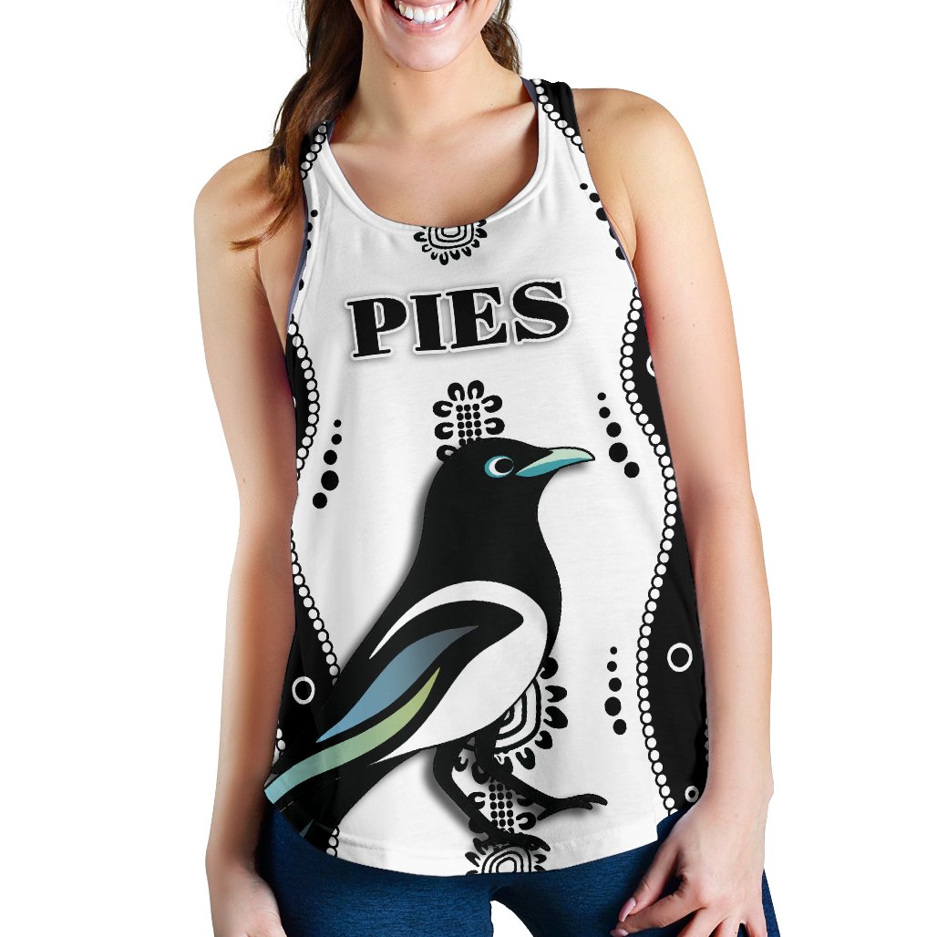 Collingwood Women Racerback Tank Pies Indigenous - White - Vibe Hoodie