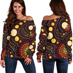 Aboriginal Women's Off Shoulder Sweater - Aboriginal Art Ver01 - Vibe Hoodie