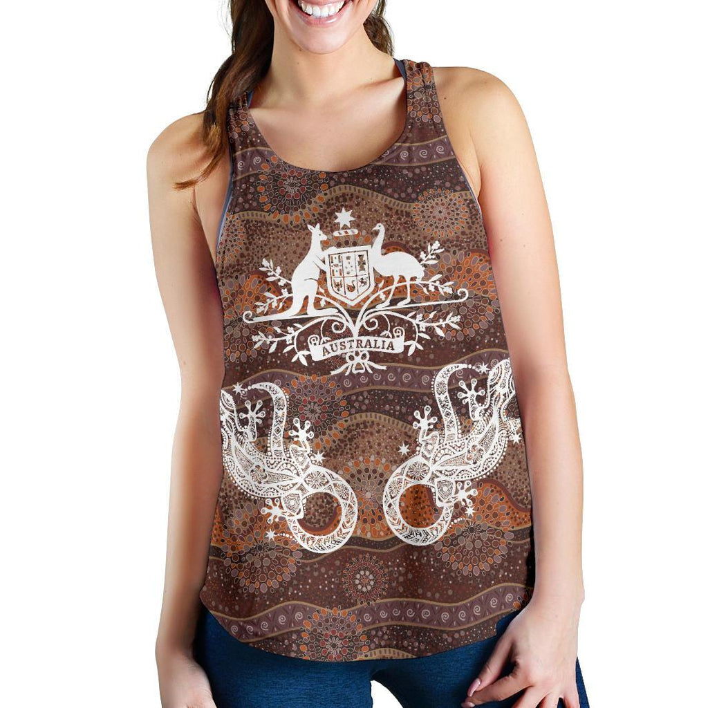 Racerback Tank - Australian Coat Of Arms Tank Aboriginal Lizard - Women - Vibe Hoodie