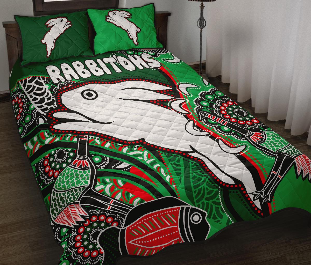 rabbitohs-quilt-bed-set-indigenous-survival-world