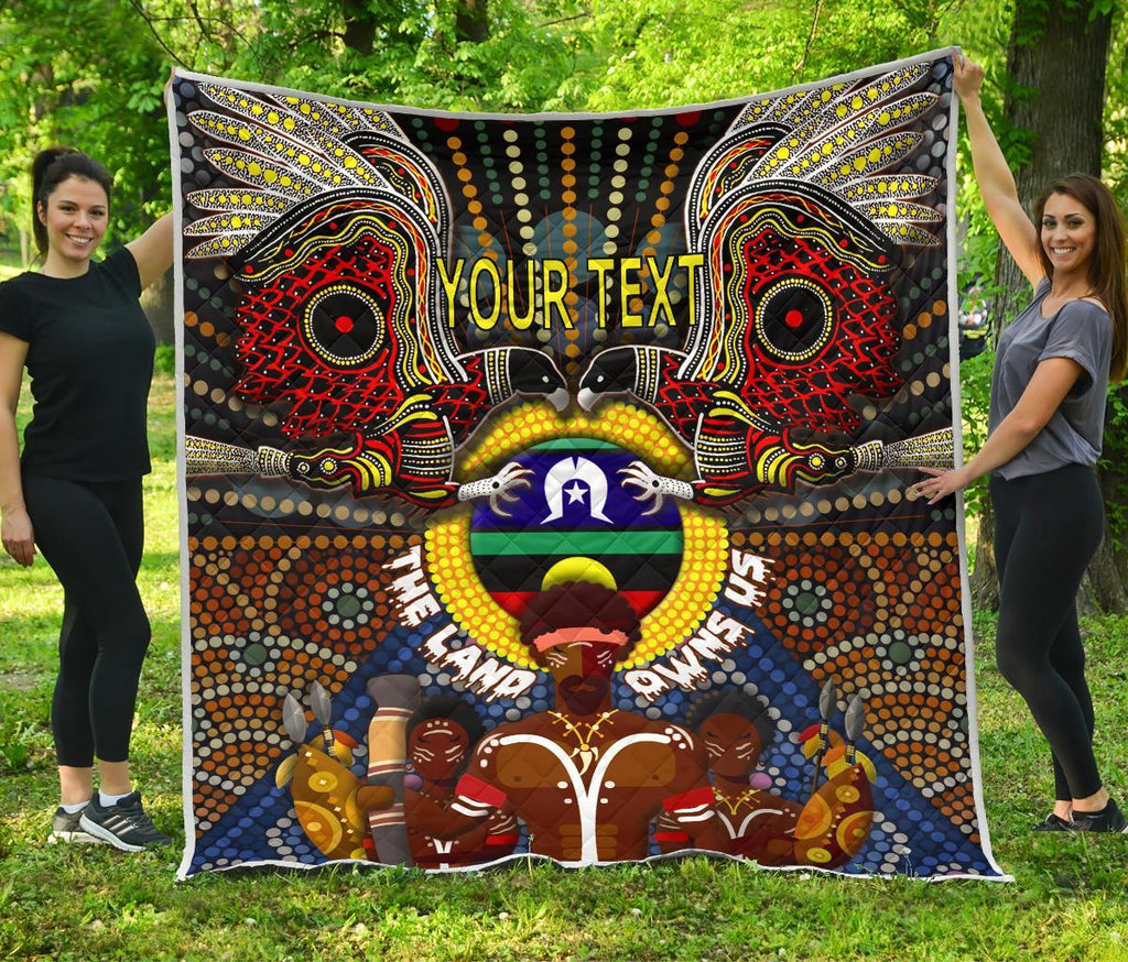 custom-text-the-land-owns-us-premium-quilt