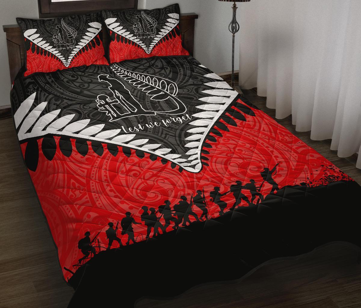 new-zealand-anzac-quilt-bed-set-lest-we-forget-silver-fern-quilt-and-pillow-cover-red
