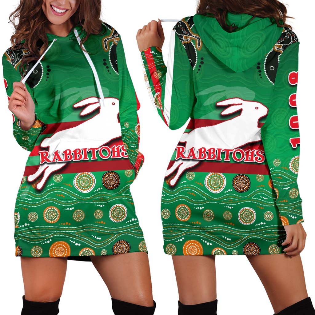 rabbitohs-women-hoodie-dress-indigenous-green