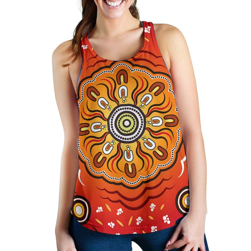 Aboriginal Women's Racerback Tank - Indigenous Art Patterns Ver01 - Vibe Hoodie