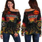 Penrith Women Off Shoulder Sweater Indigenous Panthers Anzac Day Lest We Forget - Vibe Hoodie