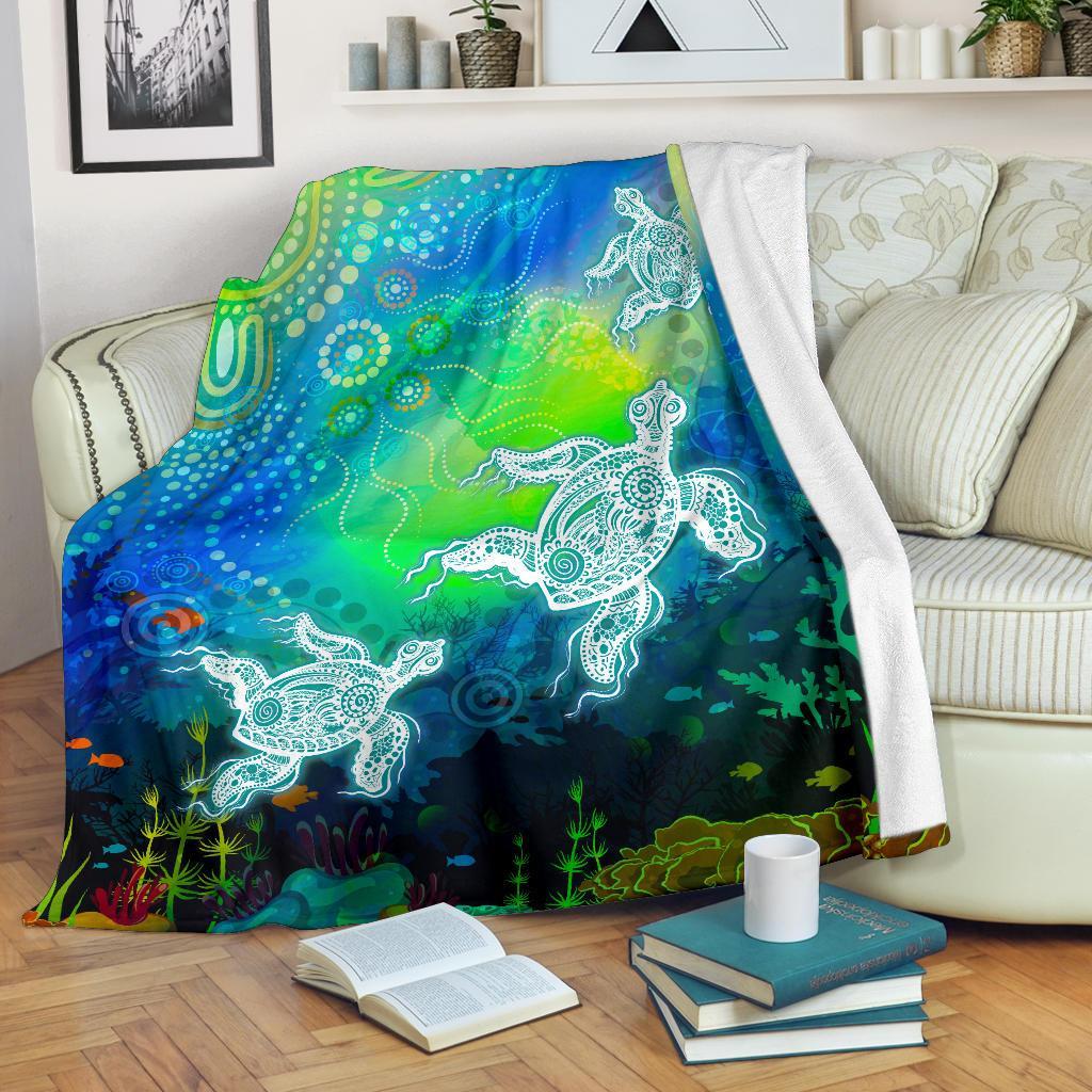 aboriginal-premium-blanket-indigenous-turtle-ocean-dot-painting-art