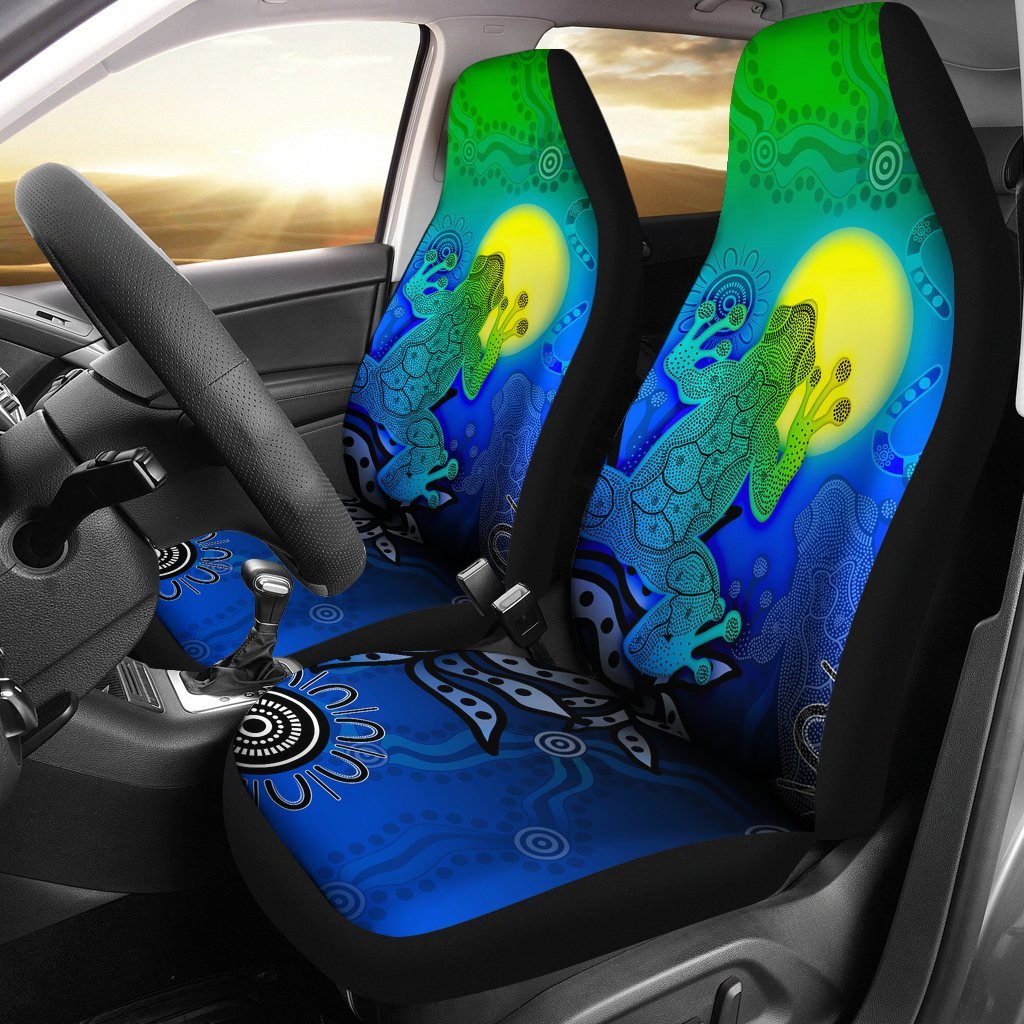 aboriginal-car-seat-covers-indigenous-frog-blue