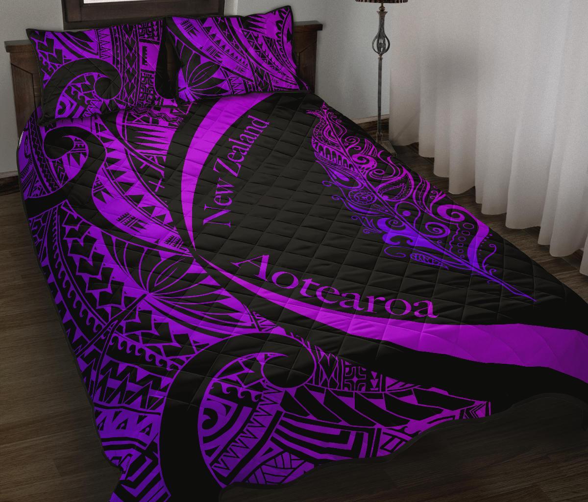 light-silver-fern-maori-quilt-bed-set-circle-style-purple