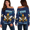 Gold Coast Women Off Shoulder Sweater Titans Gladiator Indigenous - Vibe Hoodie