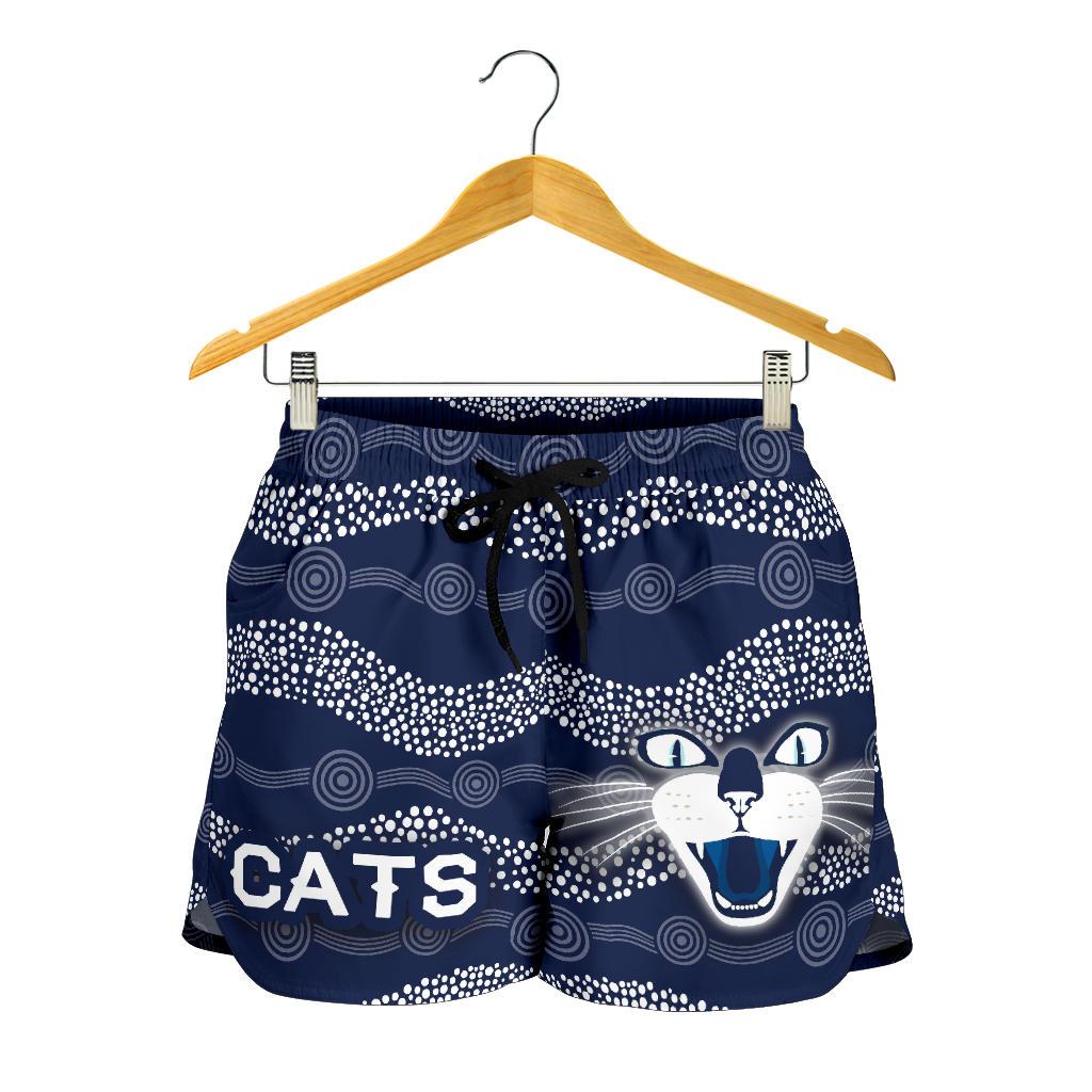 Geelong Women Shorts Cats Indigenous - Navy - Vibe Hoodie