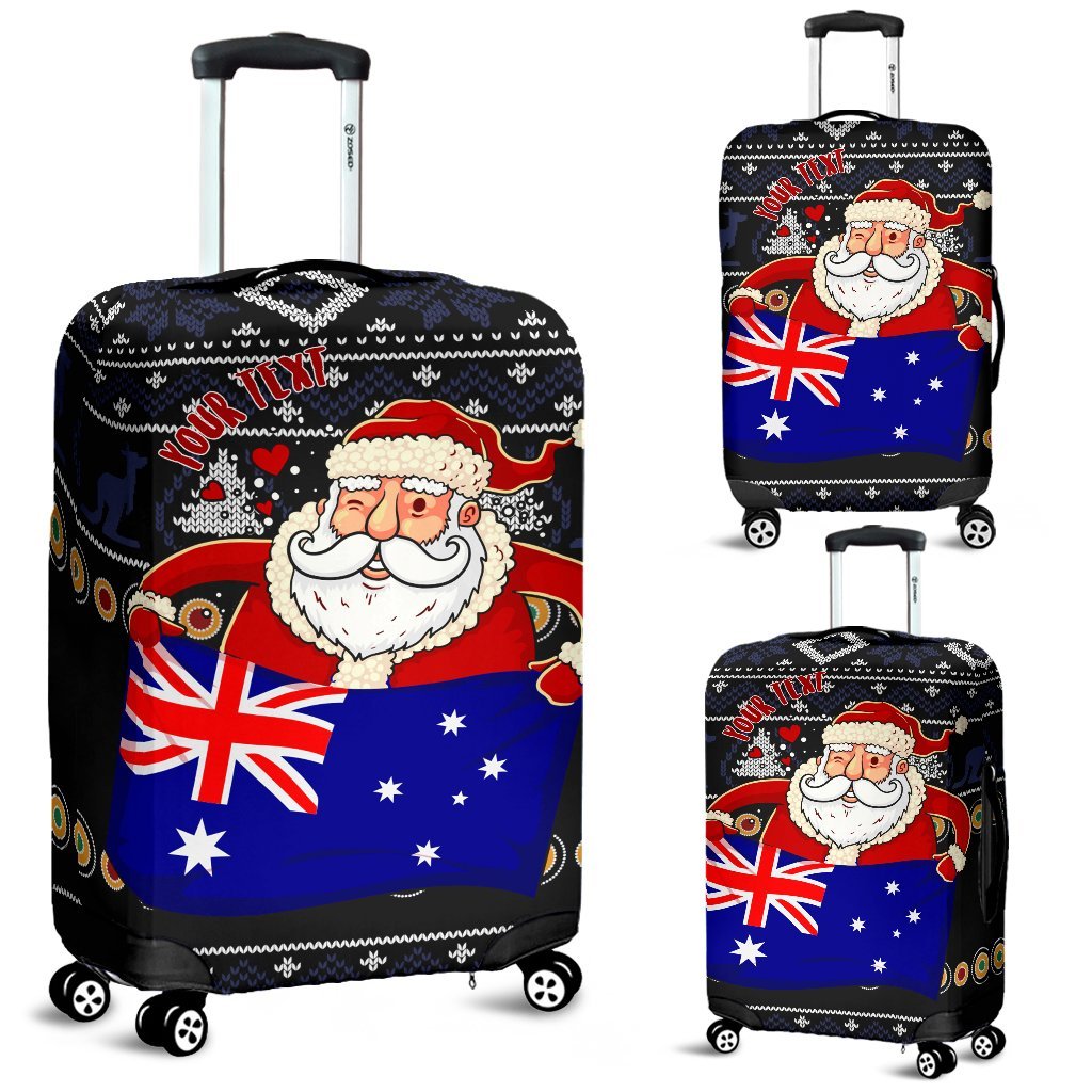 christmas-personalised-luggage-covers-australia-santa-claus-hold-the-flag-black