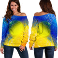 Aboriginal Women's Off Shoulder Sweater - Indigenous Fishing - Vibe Hoodie