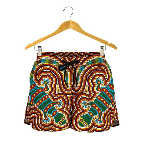 Aboriginal Women's Shorts, Lizard Dot Painting Patterns - Vibe Hoodie
