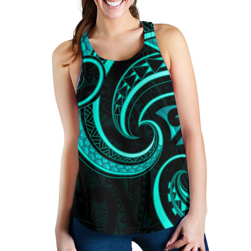 New Zealand Maori Mangopare Women Racerback Tank Polynesian - Turquoise - Vibe Hoodie