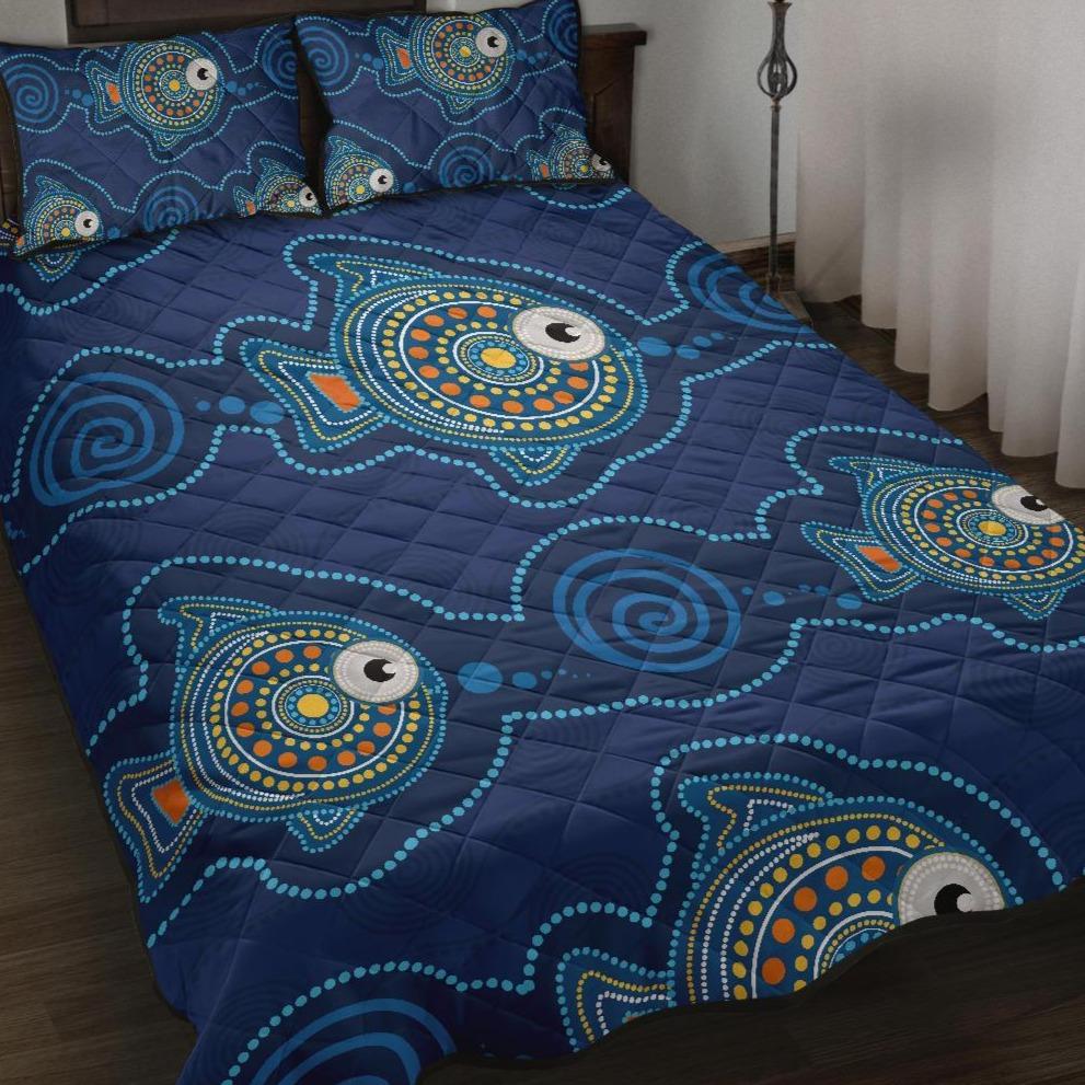 aboriginal-quilt-bed-set-indigenous-turtle-patterns