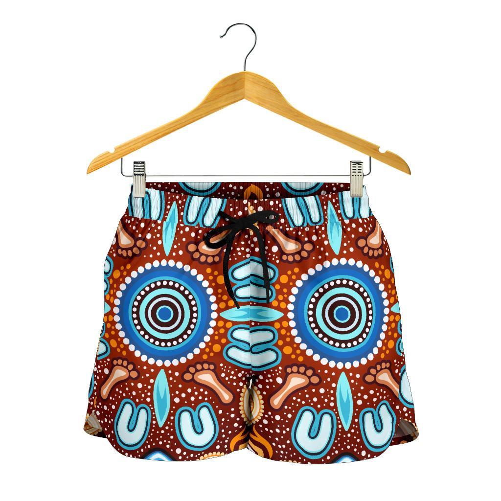 Aboriginal All Over Print Women's Shorts - Indigenous Circle Dot Painting Ver02 - Vibe Hoodie