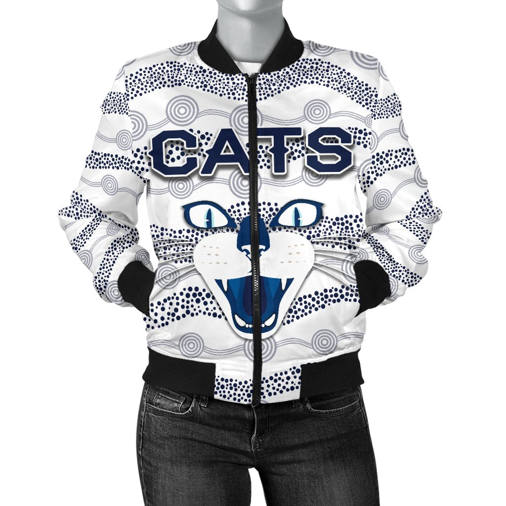 geelong-women-bomber-jacket-cats-indigenous-white