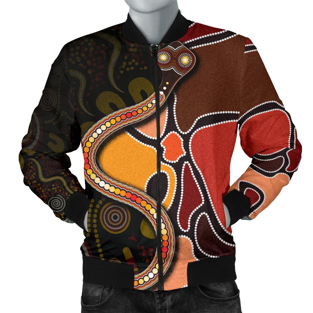 bomber-jacket-aboriginal-snake-with-dot-painting