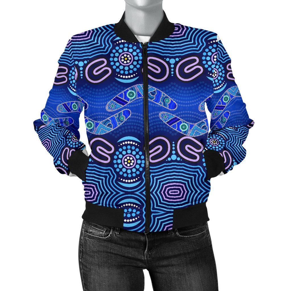 aboriginal-womens-bomber-jacket-boomerangs-and-dot-painting-art-ver02