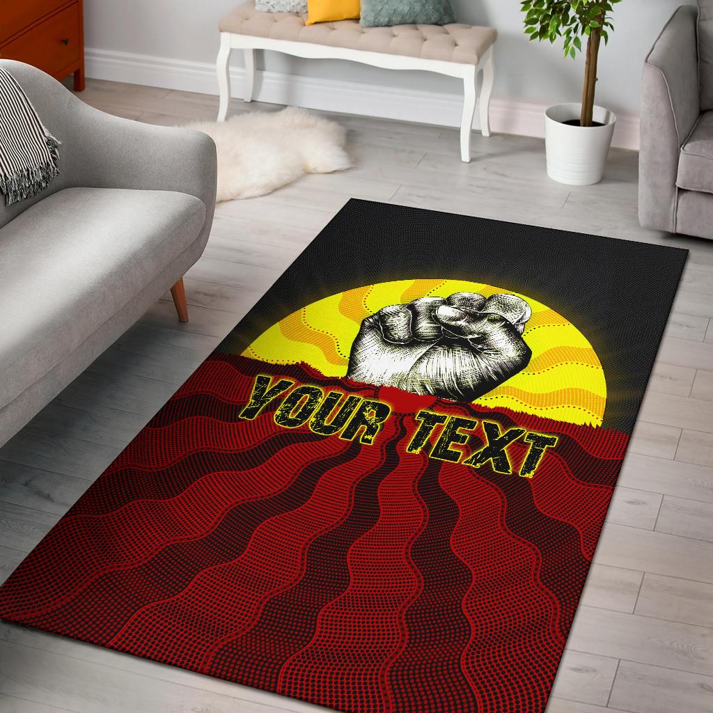 custom-aboriginal-area-rug-black-lives-matter-sun-dot-painting