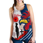 Australia Roosters Women's Racerback Tank Anzac Day - Three Tiles Style - Vibe Hoodie
