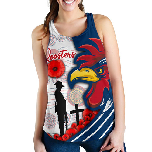 Australia Roosters Women's Racerback Tank Anzac Day - Three Tiles Style - Vibe Hoodie